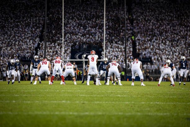 STATE COLLEGE, PA - OCTOBER 02: A general view of play as Michael Penix Jr. #9 of the Indiana Hoosiers prepares to take the snap against the Penn State Nittany Lions during the first half at Beaver Stadium on October 2, 2021 in State College, Pennsylvania. (Photo by Scott Taetsch/Getty Images)
