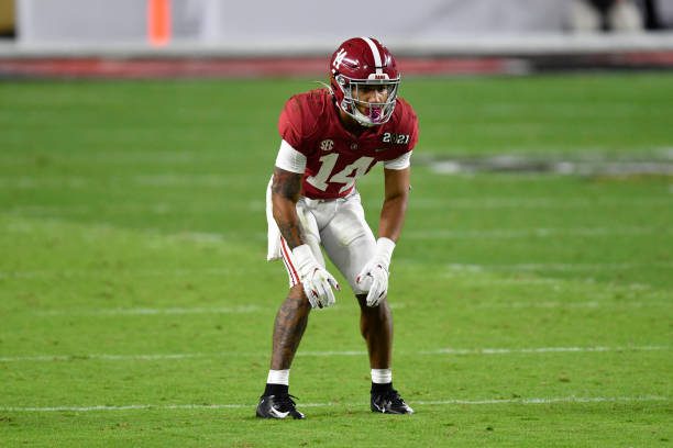 MIAMI GARDENS, FLORIDA - JANUARY 11: Brian Branch #14 of the Alabama Crimson Tide stands on the field during the College Football Playoff National Championship football game against the Ohio State Buckeyes at Hard Rock Stadium on January 11, 2021 in Miami Gardens, Florida. The Alabama Crimson Tide defeated the Ohio State Buckeyes 52-24. (Photo by Alika Jenner/Getty Images)