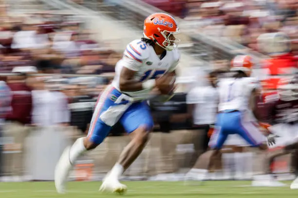 COLLEGE STATION, TEXAS - NOVEMBER 05: Anthony Richardson #15 of the Florida Gators scrambles in the second quarter against the Texas A&amp;M Aggies at Kyle Field on November 05, 2022 in College Station, Texas. (Photo by Tim Warner/Getty Images)