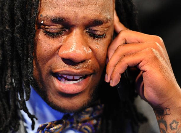 NEW YORK, NEW YORK-April 29: Virginia Tech RB Ryan Williams is overcome with emotion as he receives the phone call from the Arizona Cardinals who selected him in the 2nd round on April 29 2011 in New York, N.Y.(Photo by Jonathan Newton/The Washington Post via Getty Images)