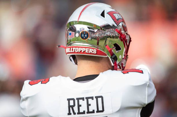 AUBURN, ALABAMA - NOVEMBER 19: Quarterback Austin Reed #16 of the Western Kentucky Hilltoppers prior to thier game against the Auburn Tigers at Jordan-Hare Stadium on November 19, 2022 in Auburn, Alabama. (Photo by Michael Chang/Getty Images)