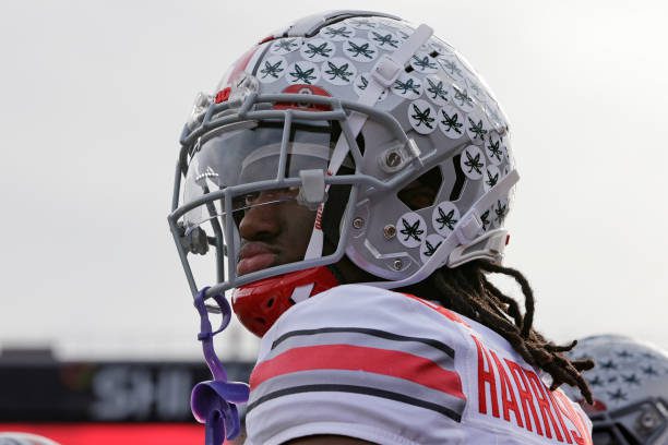 PISCATAWAY, NEW JERSEY - NOVEMBER 4: Wide receiver Marvin Harrison Jr. #18 of the Ohio State Buckeyes in action against the Rutgers Scarlet Knights during a college football game at SHI Stadium on November 4, 2023 in Piscataway, New Jersey. (Photo by Rich Schultz/Getty Images)