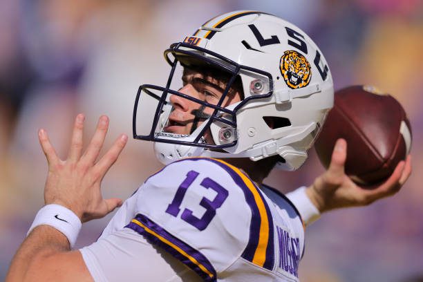 BATON ROUGE, LOUISIANA - OCTOBER 08: Garrett Nussmeier #13 of the LSU Tigers warms up during a game against the Tennessee Volunteers at Tiger Stadium on October 08, 2022 in Baton Rouge, Louisiana. (Photo by Jonathan Bachman/Getty Images)