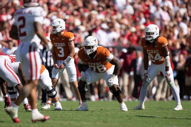 DALLAS, TEXAS - OCTOBER 7: Kelvin Banks Jr. at Cotton Bowl Stadium on October 7, 2023 in Dallas, Texas. (Photo by The University of Texas Athletics/University Images via Getty Images)