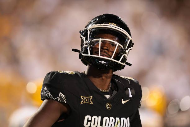 BOULDER, COLORADO - AUGUST 29: Shedeur Sanders #2 of the Colorado Buffaloes celebrates after throwing his 100th career touchdown during the third quarter against the North Dakota State Bison at Folsom Field on August 29, 2024 in Boulder, Colorado. (Photo by Andrew Wevers/Getty Images)