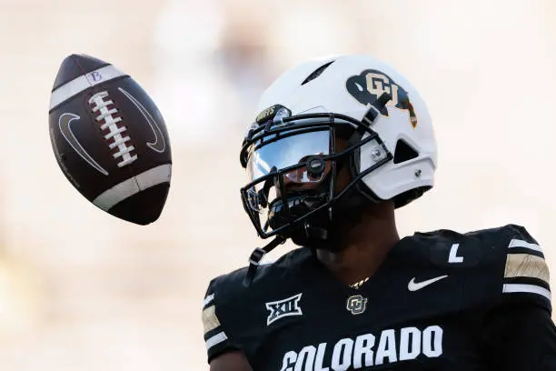 BOULDER, COLORADO - NOVEMBER 29: Shedeur Sanders #2 of the Colorado Buffaloes warms up prior to the game against the Oklahoma State Cowboys at Folsom Field on November 29, 2024 in Boulder, Colorado. (Photo by Andrew Wevers/Getty Images)