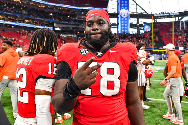 ATLANTA, GA  AUGUST 31:  Georgia defensive lineman Nazir Stackhouse (78) reacts following the conclusion of the Aflac Kickoff Game between the Clemson Tigers and the Georgia Bulldogs on August 31st, 2024 at Mercedes-Benz Stadium in Atlanta, GA.  (Photo by Rich von Biberstein/Icon Sportswire via Getty Images)