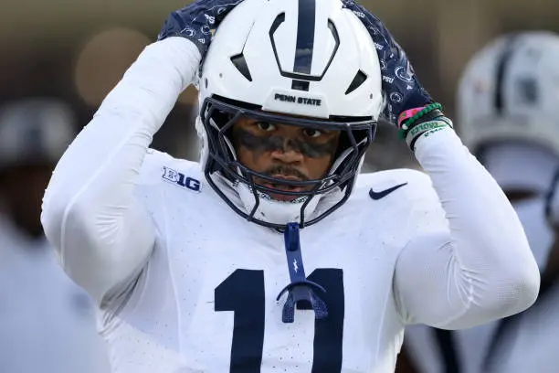 WEST LAFAYETTE, IN - NOVEMBER 16: Penn State Nittany Lions defensive end Abdul Carter (11) on the sidelines during the college football game between the Purdue Boilermakers and Penn State Nittany Lions on November 16, 2024, at Ross-Ade Stadium in West Lafayette, IN. (Photo by Zach Bolinger/Icon Sportswire via Getty Images)