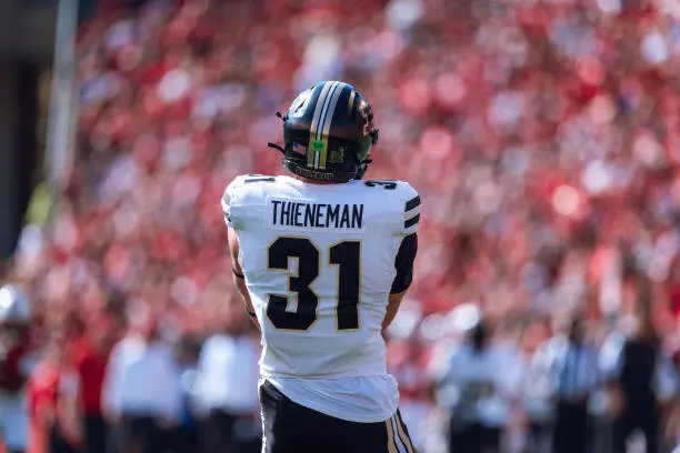 gettyimages-2176146676-612x612 Purdue defensive back Dillon Thieneman #31 fumbles a second punt against the Wisconsin Badgers at Camp Randall Stadium in Madison, Wisconsin, on October 5, 2024. (Photo by Ross Harried/NurPhoto via Getty Images)