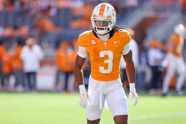 KNOXVILLE, TN - OCTOBER 19: Jermod McCoy #3 of the Tennessee Volunteers before a game between Alabama and Tennessee at Neyland Stadium on October 19, 2024 in Knoxville, Tennessee. (Photo by Roger Wimmer/ISI Photos/Getty Images)