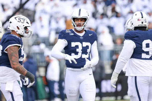 gettyimages-2191697561-612x612 STATE COLLEGE, PA - DECEMBER 21: Dani Dennis-Sutton #33 of the Penn State Nittany Lions before a game between SMU and Penn State at Beaver Stadium on December 21, 2024 in State College, Pennsylvania. (Photo by Roger Wimmer/ISI Photos/Getty Images)