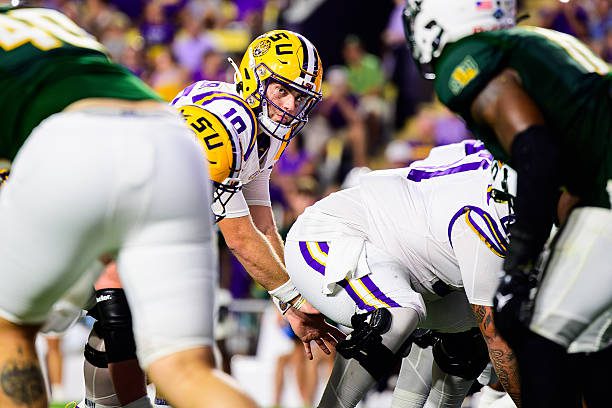 BATON ROUGE, LA - SEPTEMBER 20: Garrett Nussmeier #18 of the LSU Tigers in action against the Southeastern Louisiana Lions on September 20, 2025 at Tiger Stadium in Baton Rouge, Louisiana. (Photo by Jeanne Beebe/LSU/University Images via Getty Images)