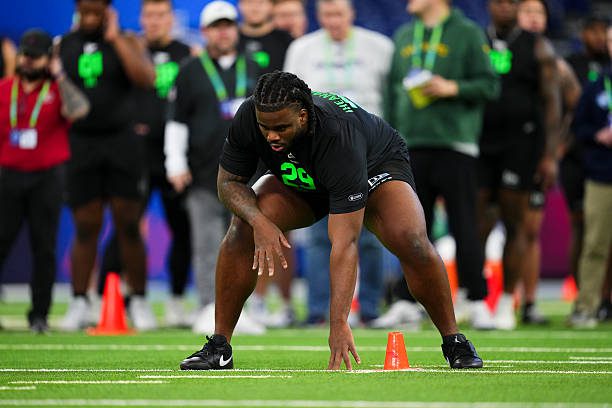 INDIANAPOLIS, IN - MARCH 01: Max Iheanachor #OL29 of Arizona State participates in a drill during the 2026 NFL Scouting Combine at Lucas Oil Stadium on March 1, 2026 in Indianapolis, Indiana. (Photo by Cooper Neill/Getty Images)