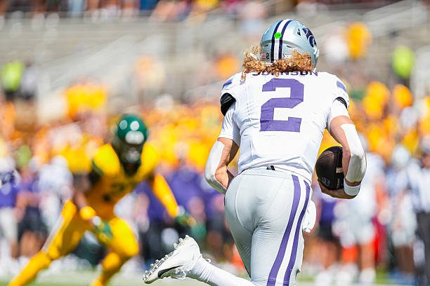 WACO, TEXAS - OCTOBER 4: Avery Johnson #2 of the Kansas State Wildcats runs the ball during the game against the Baylor Bears on October 4, 2025 at McLane Stadium in Waco, Texas. (Photo by Josh Fralick/Baylor Athletics)