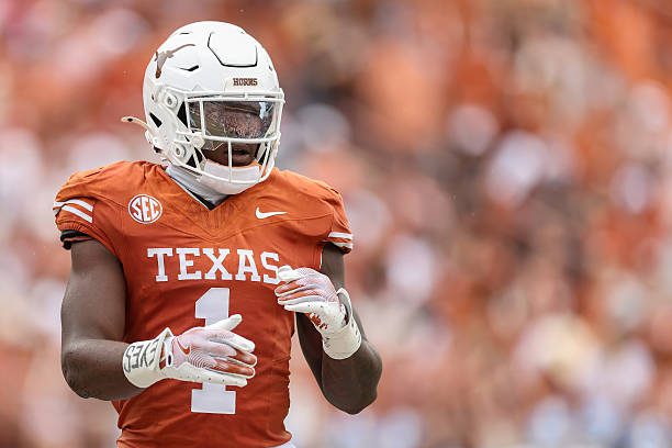 AUSTIN, TEXAS - SEPTEMBER 06: Colin Simmons #1 of the Texas Longhorns reacts in the first half against the San Jose State Spartans at Darrell K Royal-Texas Memorial Stadium on September 06, 2025 in Austin, Texas. (Photo by Tim Warner/Getty Images)