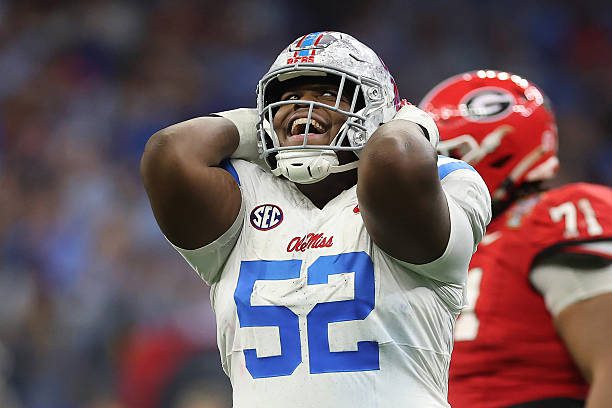NEW ORLEANS, LOUISIANA - JANUARY 01: Will Echoles #52 of the Ole Miss Rebels reacts during the third quarter against the Georgia Bulldogs during the 2025 College Football Playoff Quarterfinal at the Allstate Sugar Bowl at Caesars Superdome on January 01, 2026 in New Orleans, Louisiana. (Photo by Jamie Squire/Getty Images)
