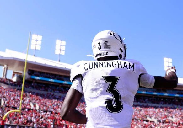 LOUISVILLE, KENTUCKY - OCTOBER 05: Micale Cunningham #3 of the Louisville Cardinals in action in the game against the Boston College Eagles at Cardinal Stadium on October 05, 2019 in Louisville, Kentucky. (Photo by Justin Casterline/Getty Images)