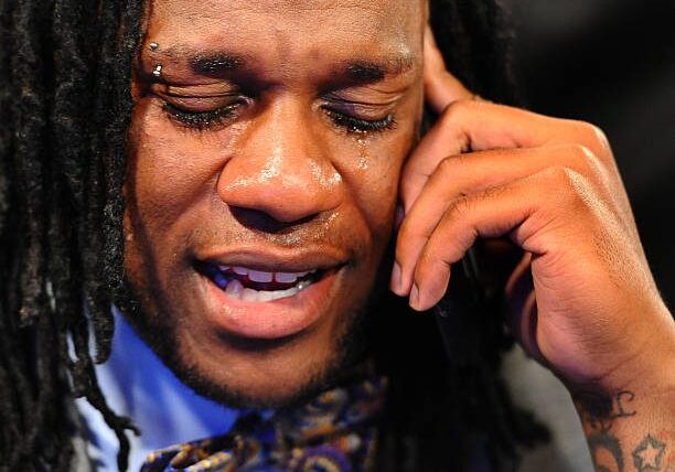 NEW YORK, NEW YORK-April 29: Virginia Tech RB Ryan Williams is overcome with emotion as he receives the phone call from the Arizona Cardinals who selected him in the 2nd round on April 29 2011 in New York, N.Y.(Photo by Jonathan Newton/The Washington Post via Getty Images)