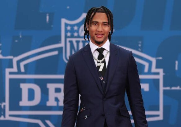 KANSAS CITY, MO - APRIL 27: Ohio State quarterback C.J. Stroud during the NFL Draft Red Carpet event on April 27, 2023 at Union Station in Kansas City, MO. (Photo by Scott Winters/Icon Sportswire via Getty Images)