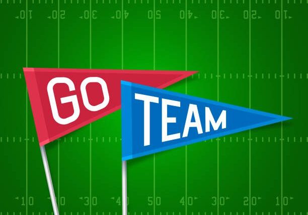 Go team sports college team or school or tailgating celebration pennant flag with copy space.