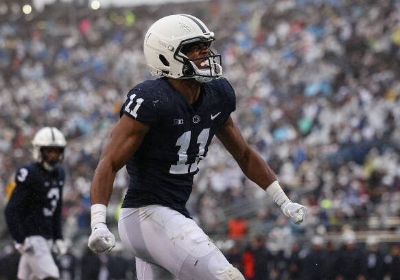 STATE COLLEGE, PA - OCTOBER 01: Abdul Carter #11 of the Penn State Nittany Lions celebrates after a defensive play against the Northwestern Wildcats during the first half at Beaver Stadium on October 1, 2022 in State College, Pennsylvania. (Photo by Scott Taetsch/Getty Images)