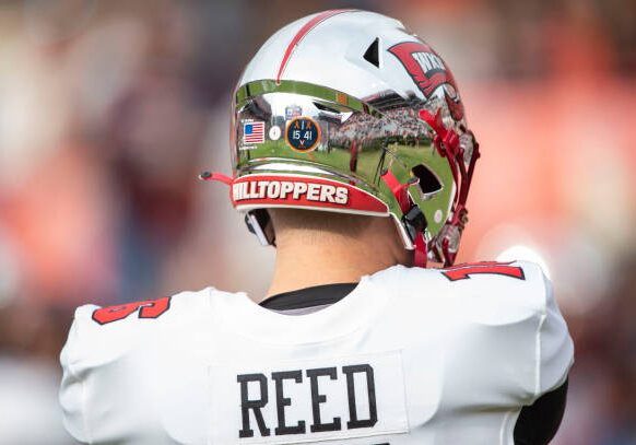 AUBURN, ALABAMA - NOVEMBER 19: Quarterback Austin Reed #16 of the Western Kentucky Hilltoppers prior to thier game against the Auburn Tigers at Jordan-Hare Stadium on November 19, 2022 in Auburn, Alabama. (Photo by Michael Chang/Getty Images)