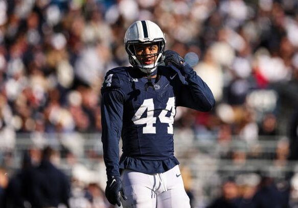 STATE COLLEGE, PA - NOVEMBER 18: Chop Robinson #44 of the Penn State Nittany Lions looks on against the Rutgers Scarlet Knights during the first half at Beaver Stadium on November 18, 2023 in State College, Pennsylvania. (Photo by Scott Taetsch/Getty Images)