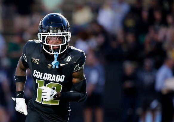 BOULDER, CO - AUGUST 29: Colorado Buffaloes cornerback Travis Hunter (12) warms up before a college football game against the North Dakota State Bison on August 29, 2024 at Folsom Field in Boulder, Colorado. (Photo by Joe Robbins/Icon Sportswire via Getty Images)