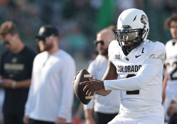 FORT COLLINS, COLORADO - SEPTEMBER 14: Shedeur Sanders #2 of the Colorado Buffaloes warms up prior to the game against the Colorado State Rams at Canvas Stadium on September 14, 2024 in Fort Collins, Colorado. (Photo by Andrew Wevers/Getty Images)