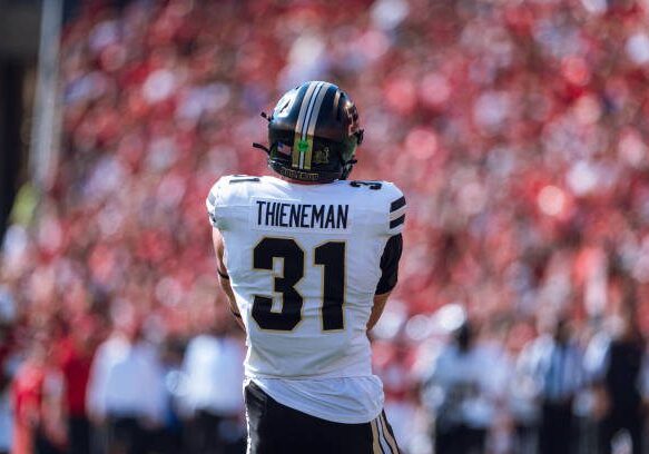 gettyimages-2176146676-612x612 Purdue defensive back Dillon Thieneman #31 fumbles a second punt against the Wisconsin Badgers at Camp Randall Stadium in Madison, Wisconsin, on October 5, 2024. (Photo by Ross Harried/NurPhoto via Getty Images)