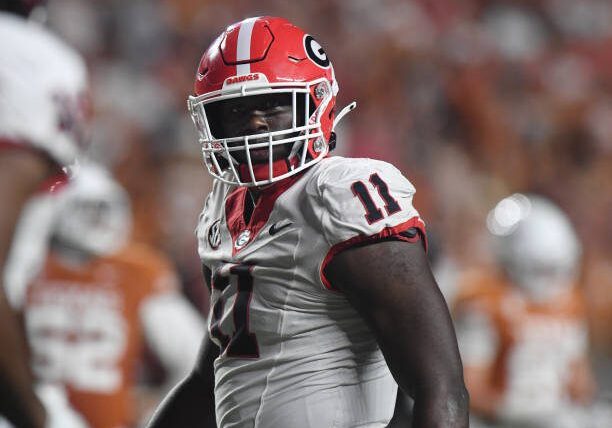 AUSTIN, TX - OCTOBER 19: Georgia Bulldogs linebacker Jalon Walker (11) looks on during the college football game between the Georgia Bulldogs and the Texas Longhorns on October 19, 2024, at Darrell K Royal- Texas Memorial Stadium in Austin, TX. (Photo by Jeffrey Vest/Icon Sportswire via Getty Images)