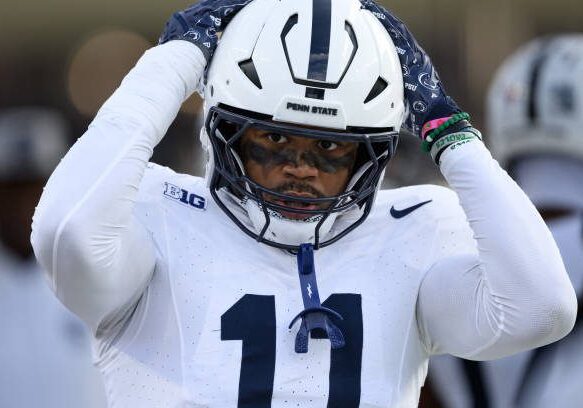 WEST LAFAYETTE, IN - NOVEMBER 16: Penn State Nittany Lions defensive end Abdul Carter (11) on the sidelines during the college football game between the Purdue Boilermakers and Penn State Nittany Lions on November 16, 2024, at Ross-Ade Stadium in West Lafayette, IN. (Photo by Zach Bolinger/Icon Sportswire via Getty Images)