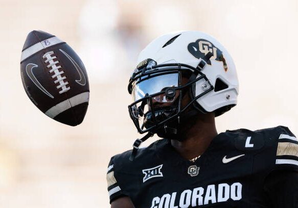 BOULDER, COLORADO - NOVEMBER 29: Shedeur Sanders #2 of the Colorado Buffaloes warms up prior to the game against the Oklahoma State Cowboys at Folsom Field on November 29, 2024 in Boulder, Colorado. (Photo by Andrew Wevers/Getty Images)