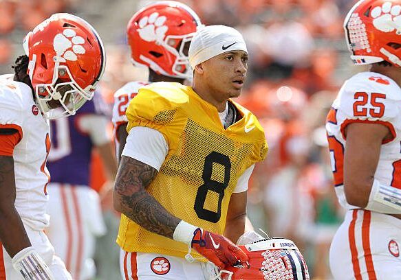 CLEMSON, SC - APRIL 05: Clemson Tigers cornerback Avieon Terrell (8) during the Clemson Tigers college Orange and White spring football game on April 5, 2025 at Clemson Memorial Stadium in Clemson, S.C.  (Photo by John Byrum/Icon Sportswire via Getty Images)