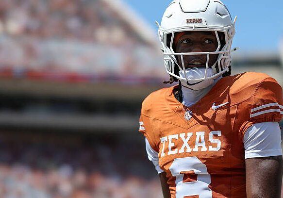 AUSTIN, TX - SEPTEMBER 05: Wide receiver Cam Coleman #8 of the Texas Longhorns on the field for warm ups before the college football game the Texas Longhorns and the Texas State Bobcats on September 5, 2026, at Darrell K Royal-Texas Memorial Stadium in Austin, TX. (Photo by David Buono/Icon Sportswire via Getty Images)