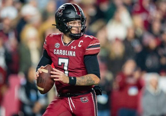COLUMBIA, SOUTH CAROLINA - NOVEMBER 25: Spencer Rattler #7 of the South Carolina Gamecocks plays against the Clemson Tigers during their game at Williams-Brice Stadium on November 25, 2023 in Columbia, South Carolina. (Photo by Jacob Kupferman/Getty Images)